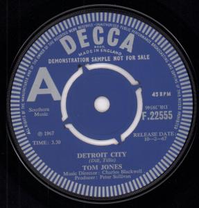 Tom Jones - Detroit City - 7 Inch