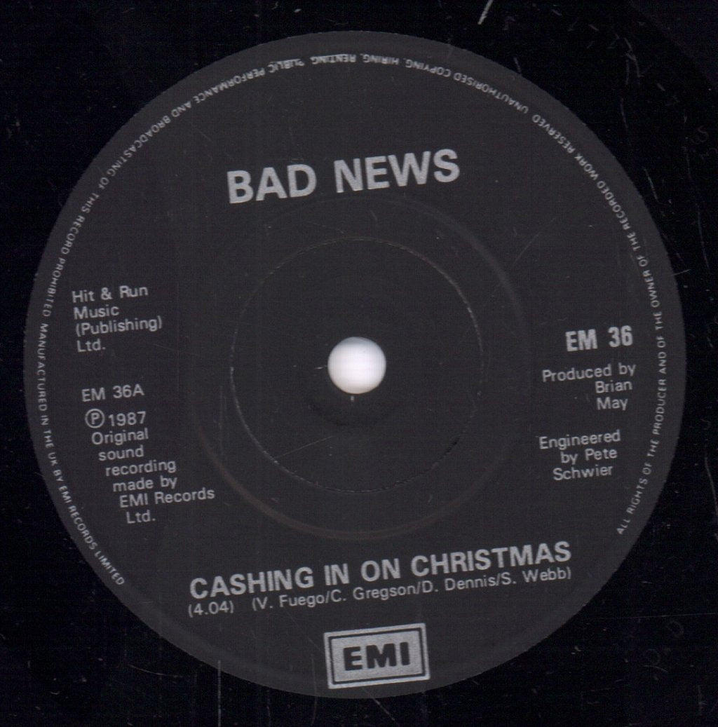 Bad News (Young Ones Metal Group) - Cashing In On Christmas - 7 Inch