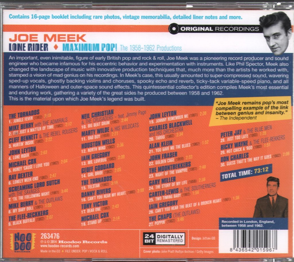 Joe Meek - Lone Rider: Maximum Pop! The 1958-1962 Productions - Cd