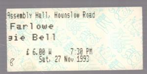Chris Farlowe/Maggie Bell - Feltham Assembly Hall 27 Nov 1993 - Ticket