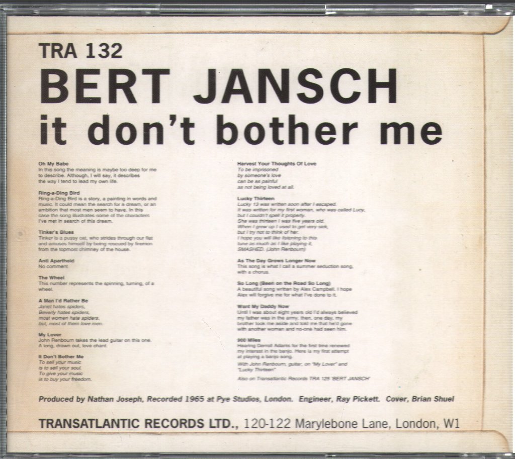 Bert Jansch - It Don't Bother Me - Cd