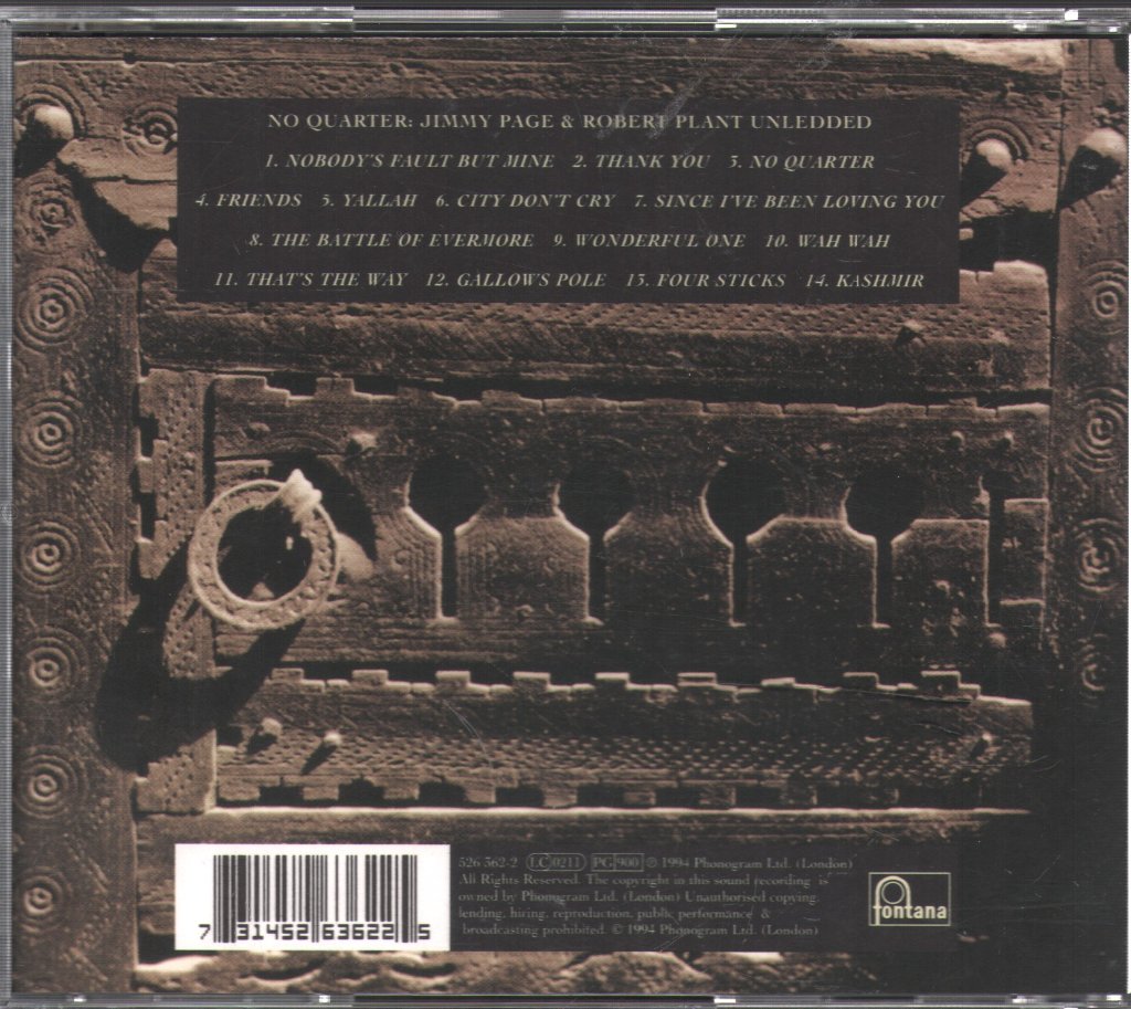 Jimmy Page And Robert Plant - No Quarter: Jimmy Page & Robert Plant Unledded - Cd