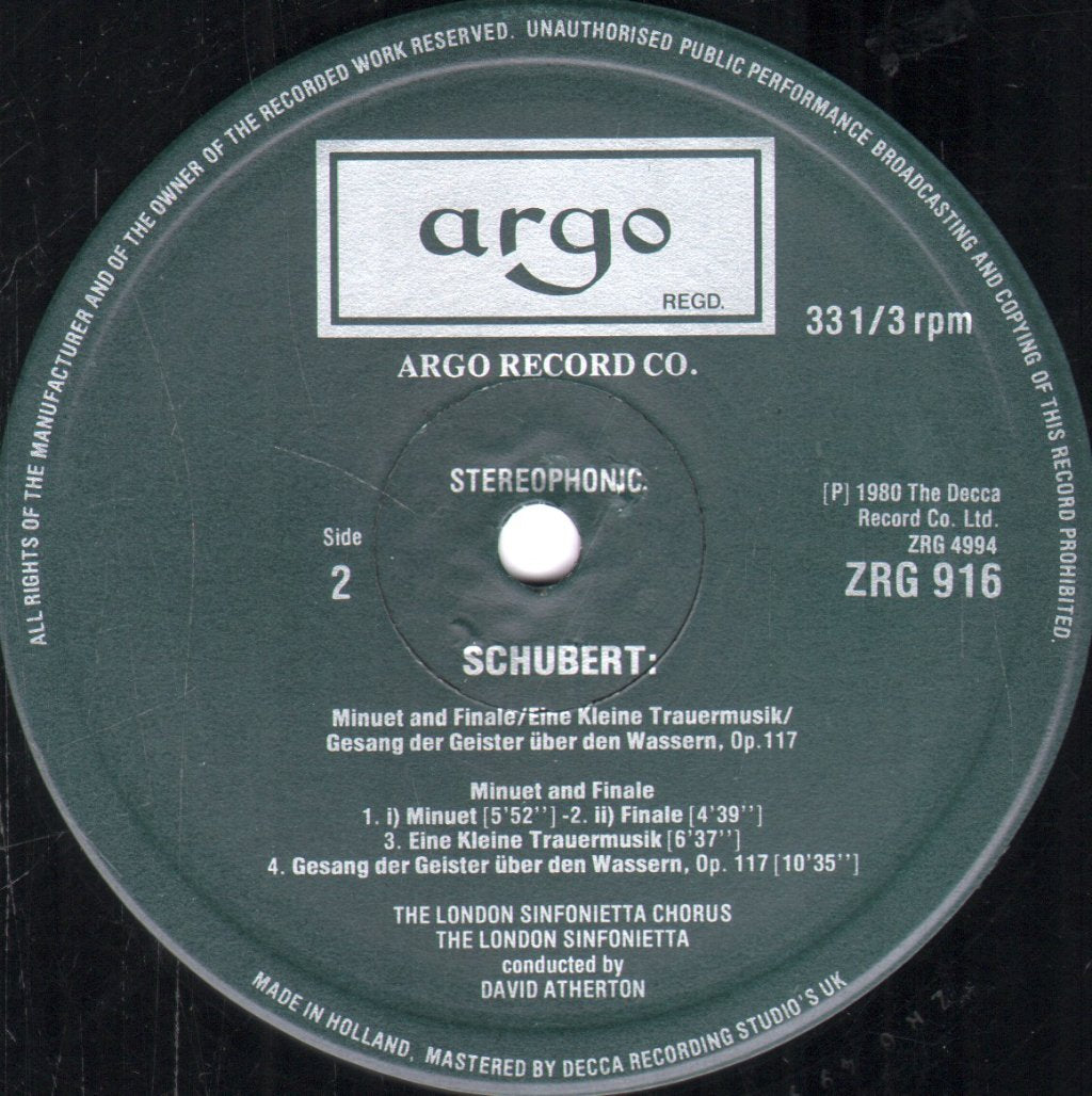 London Sinfonietta / David Atherton - Schubert - Mass In C - Lp