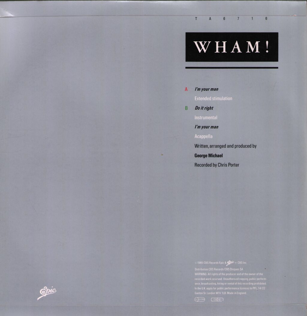 Wham - I'm Your Man - 12 Inch