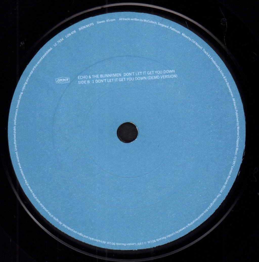 Echo And The Bunnymen - Don't Let It Get You Down - 7 Inch