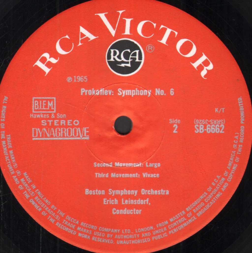 Erich Leinsdorf / Boston Symphony Orchestra - Prokofieff - Symphony No 6 Boston Symphony Orchestra - Lp