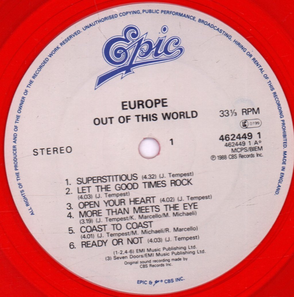 Europe - Out Of This World - Lp