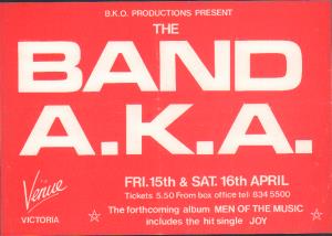 Band AKA - Venue Fri 15Th And Sat 16Th April - Flyer