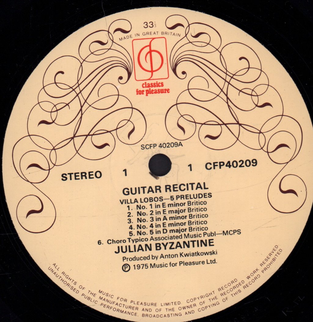 Julian Byzantine - Plays Guitar Music Of Villa-Lobos - Lp