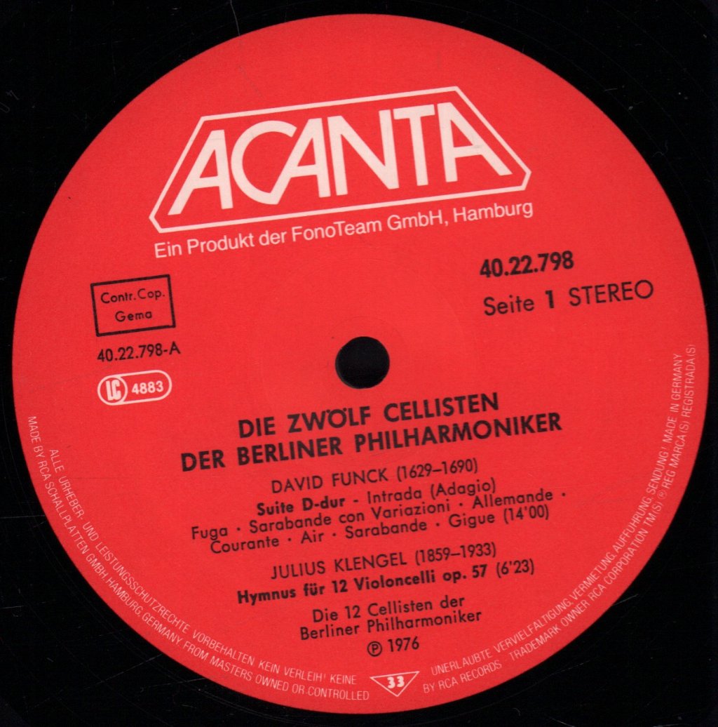 david funck julius klengel boris blacher jean francaix - 12 Cellisten Der Berliner Philharmoniker - Lp