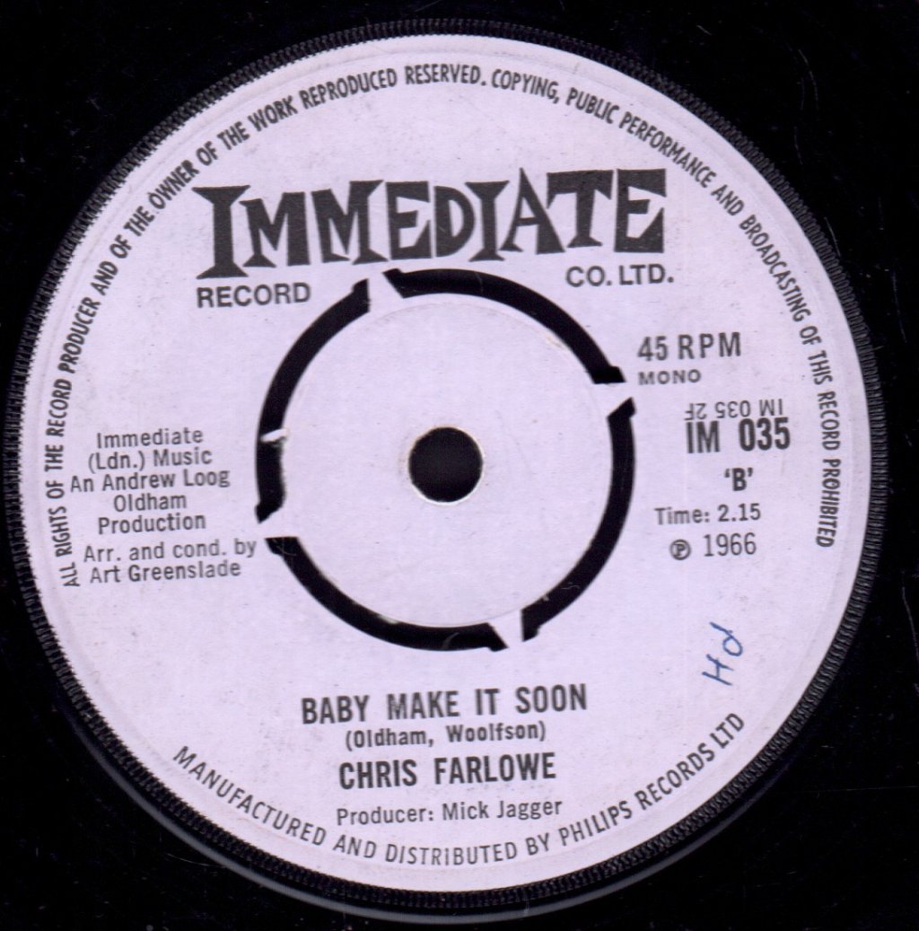 Chris Farlowe - Out Of Time - 7 Inch