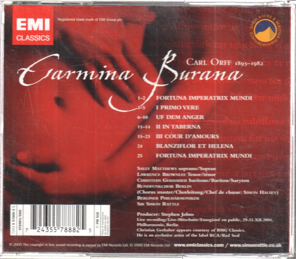 Rundfunkchor Berlin · Berliner Philharmoniker · Simon Rattle - Carl Orff - Carmina Burana - Cd