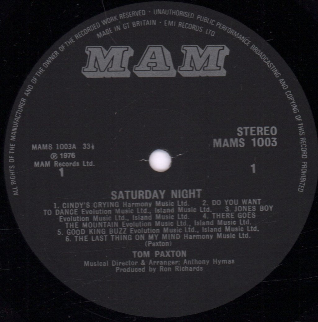 Tom Paxton - Saturday Night - Lp
