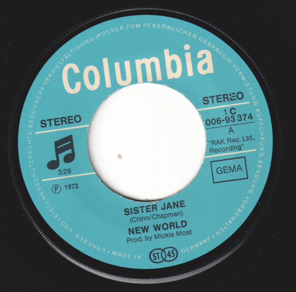 New World - Sister Jane - 7 Inch