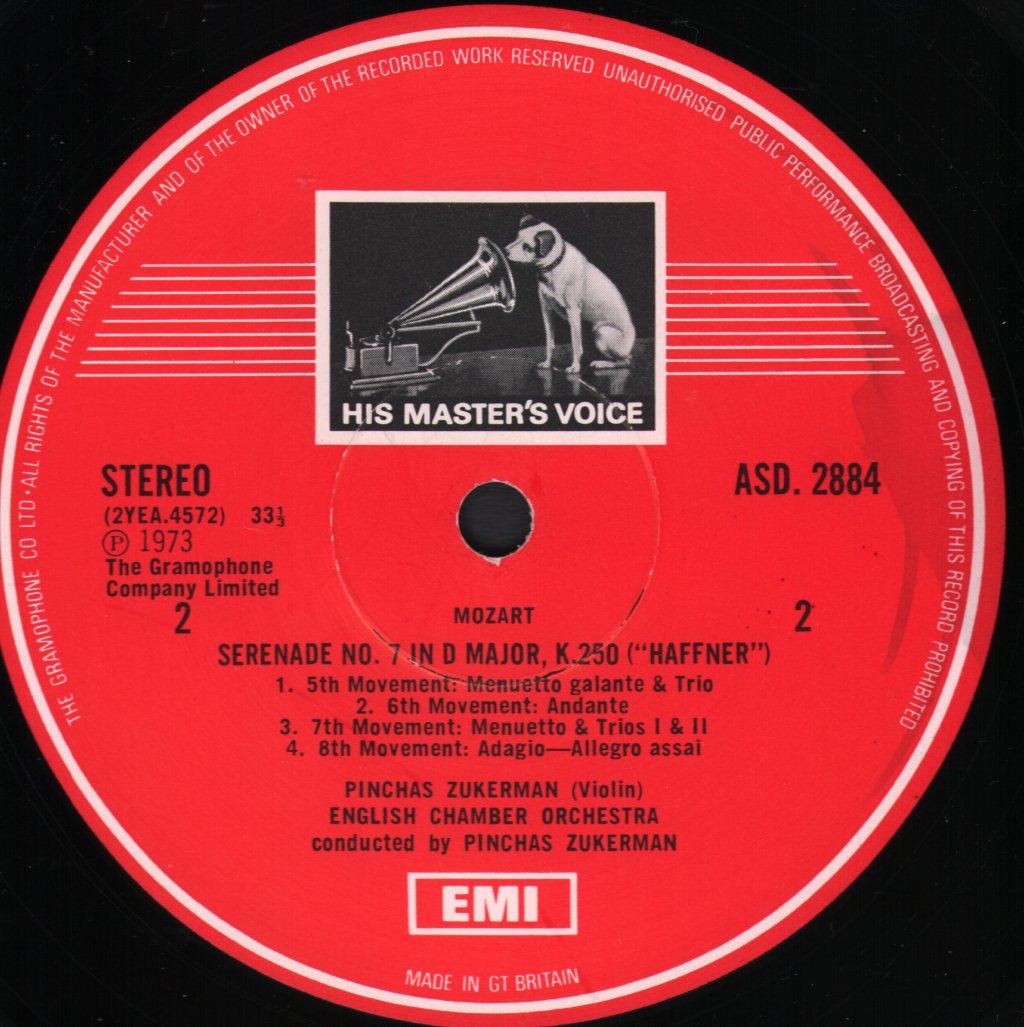 Pinchas Zukerman / English Chamber Orchestra - Mozart "Haffner" Serenade - Lp
