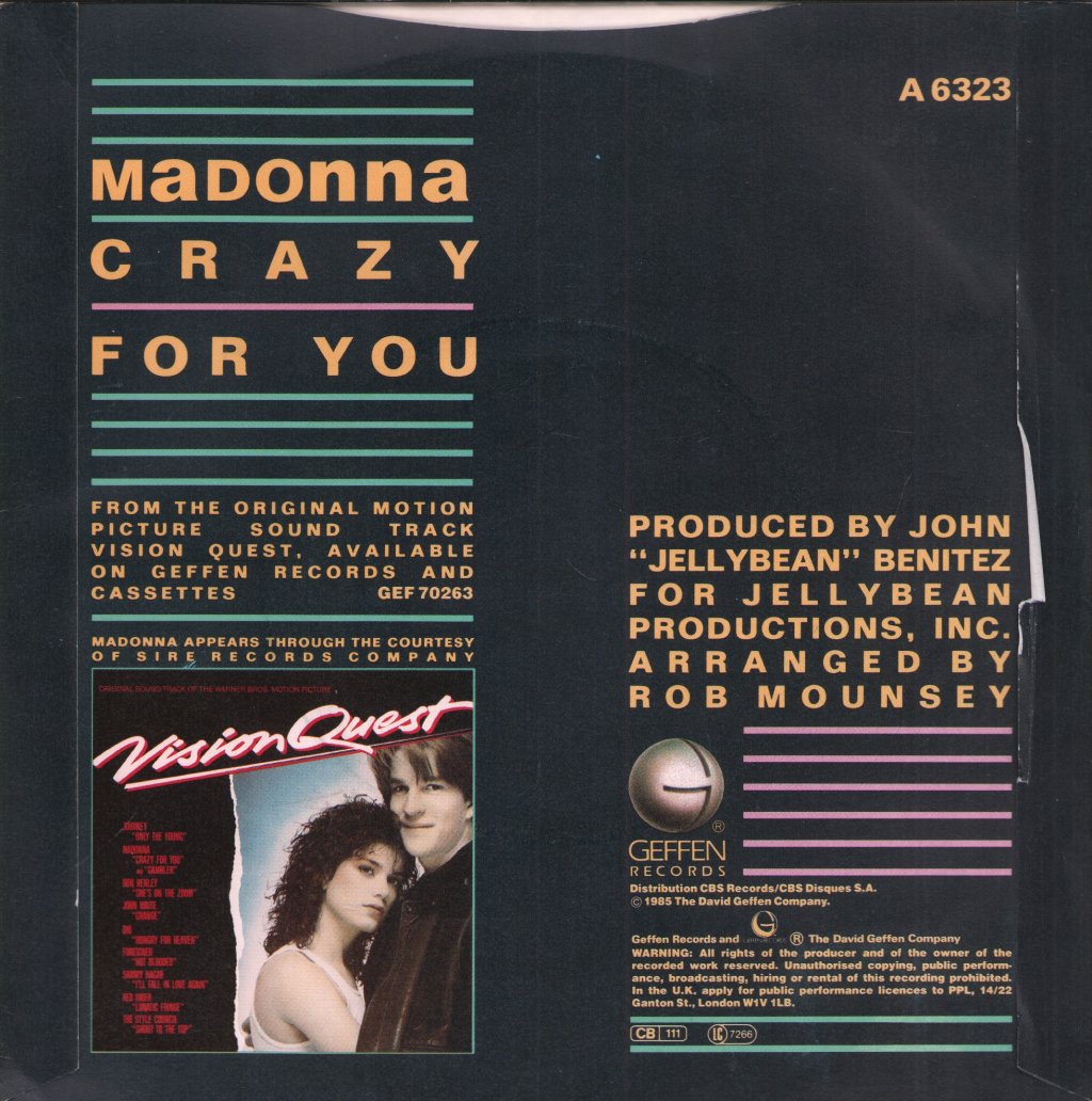 Madonna - Crazy For You - 7 Inch