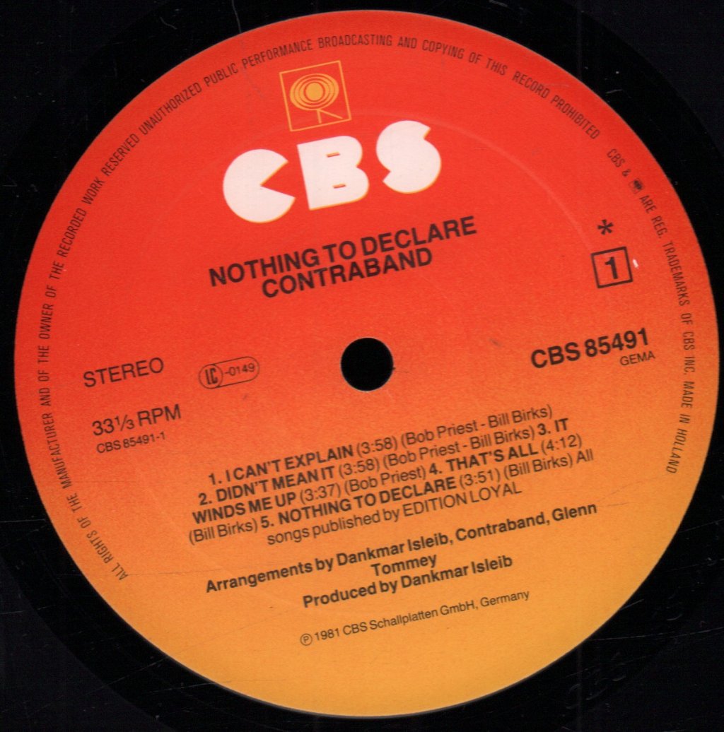 Contraband (Us Rock Group) - Nothing To Declare - Lp
