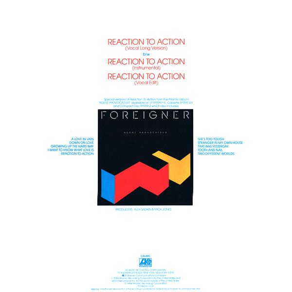 Foreigner - Reaction To Action - 12 Inch