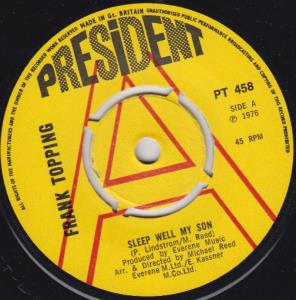Frank Topping - Sleep Well My Son - 7 Inch