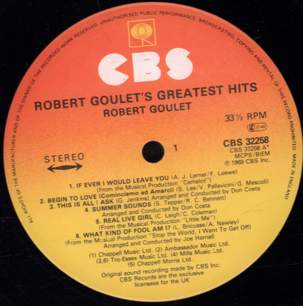 Robert Goulet - Greatest Hits - Lp