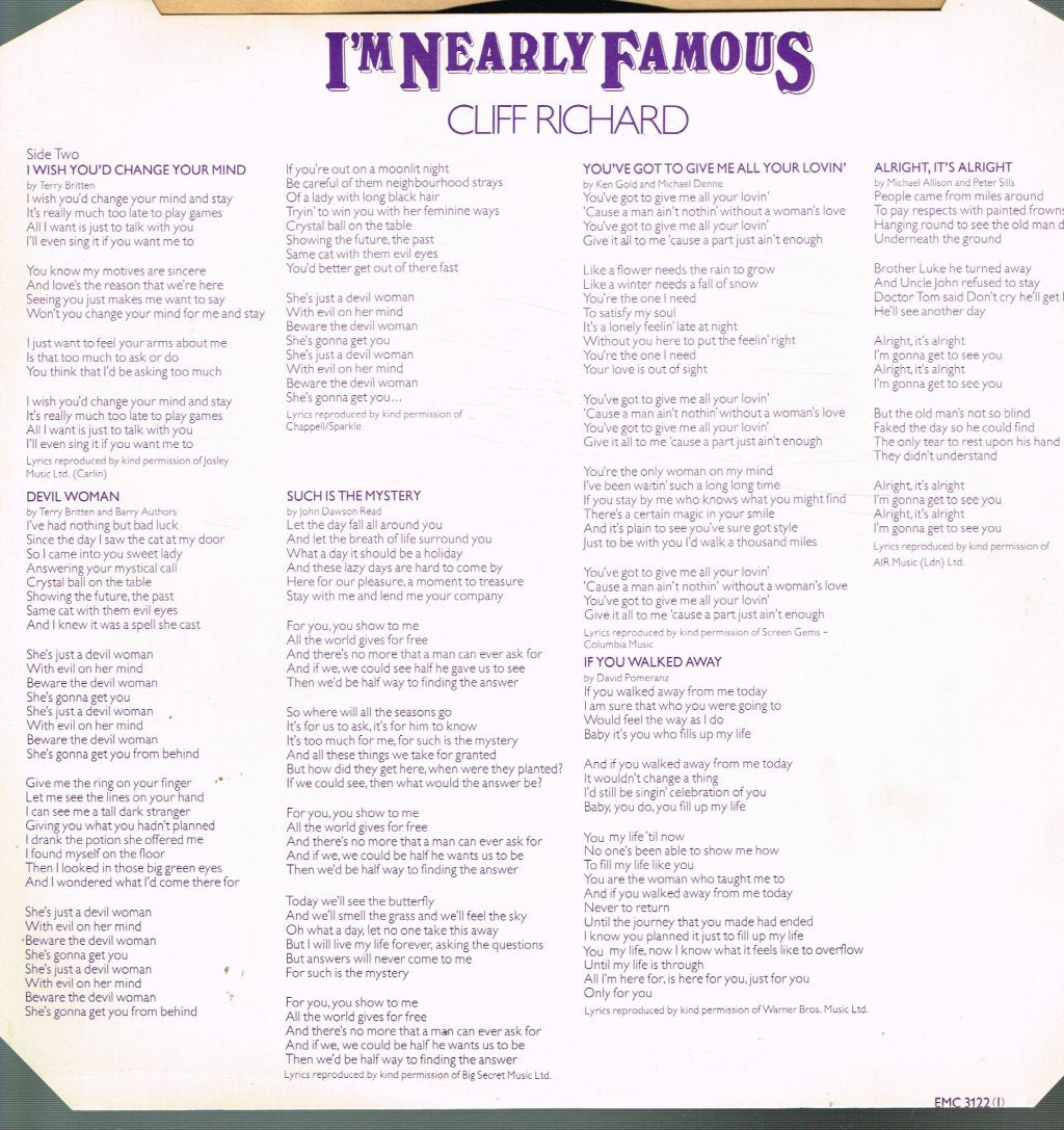 Cliff Richard - I'm Nearly Famous - Lp