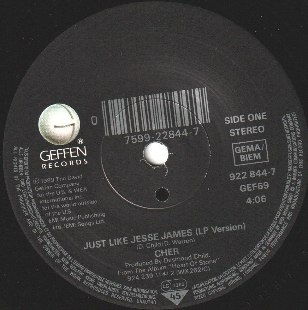 Cher - Just Like Jesse James - 7 Inch