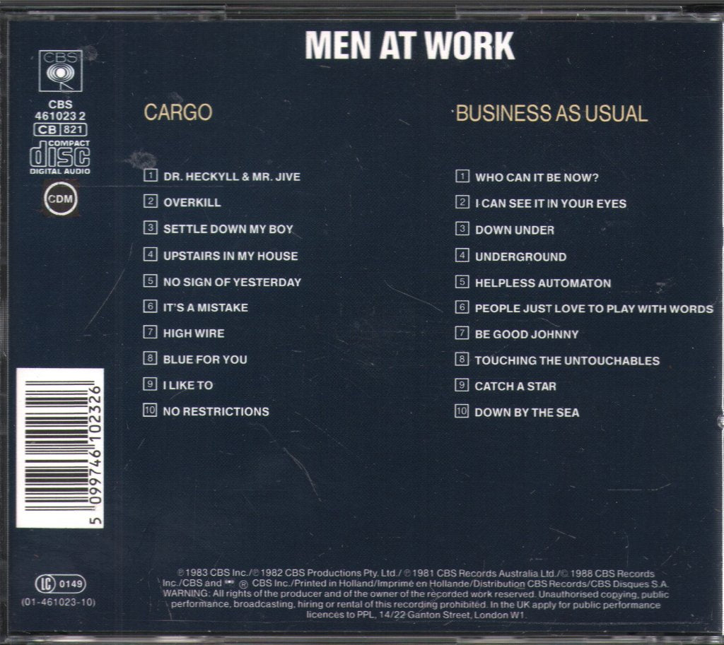 Men At Work - Cargo & Business As Usual - Two Originals - Cd Set