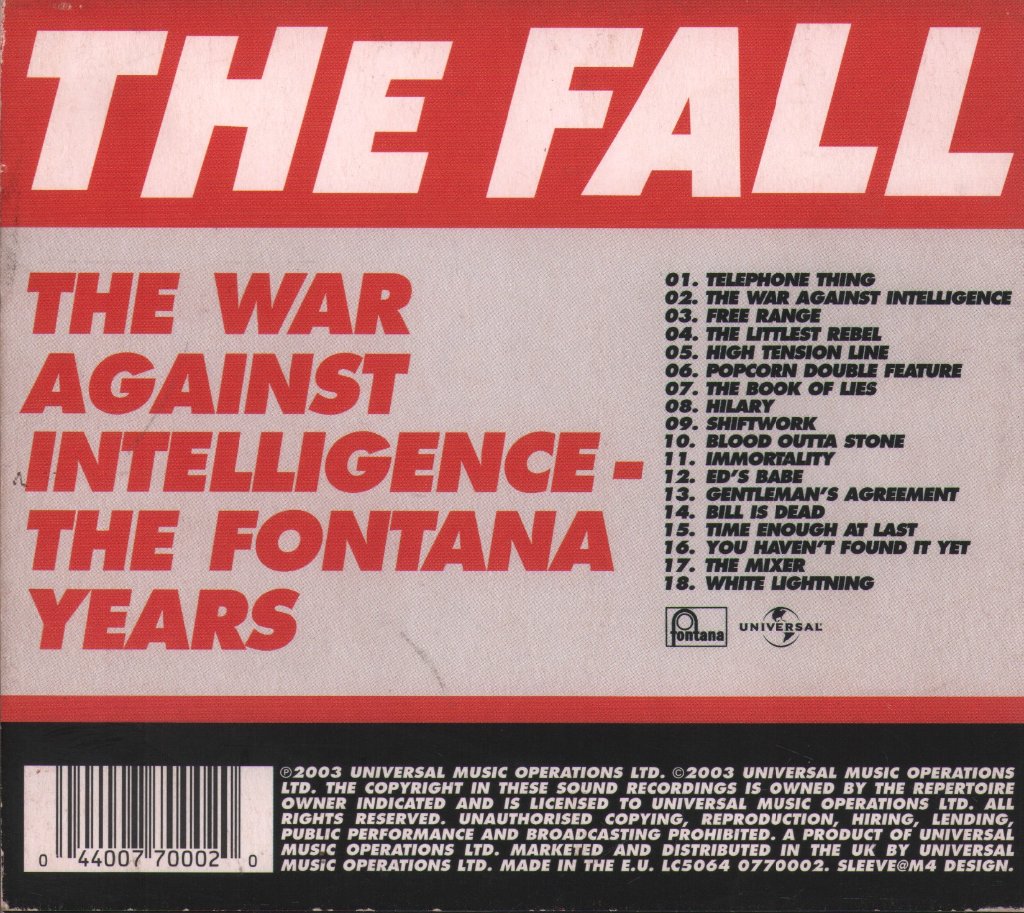 Fall - War Against Intelligence - The Fontana Years - Cd