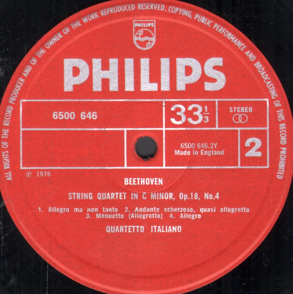 Quartetto Italiano - Beethoven - String Quartets Op. 18 Nos. 2 & 4 - Lp