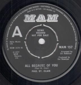 Paul St.clair - All Because Of You - 7 Inch