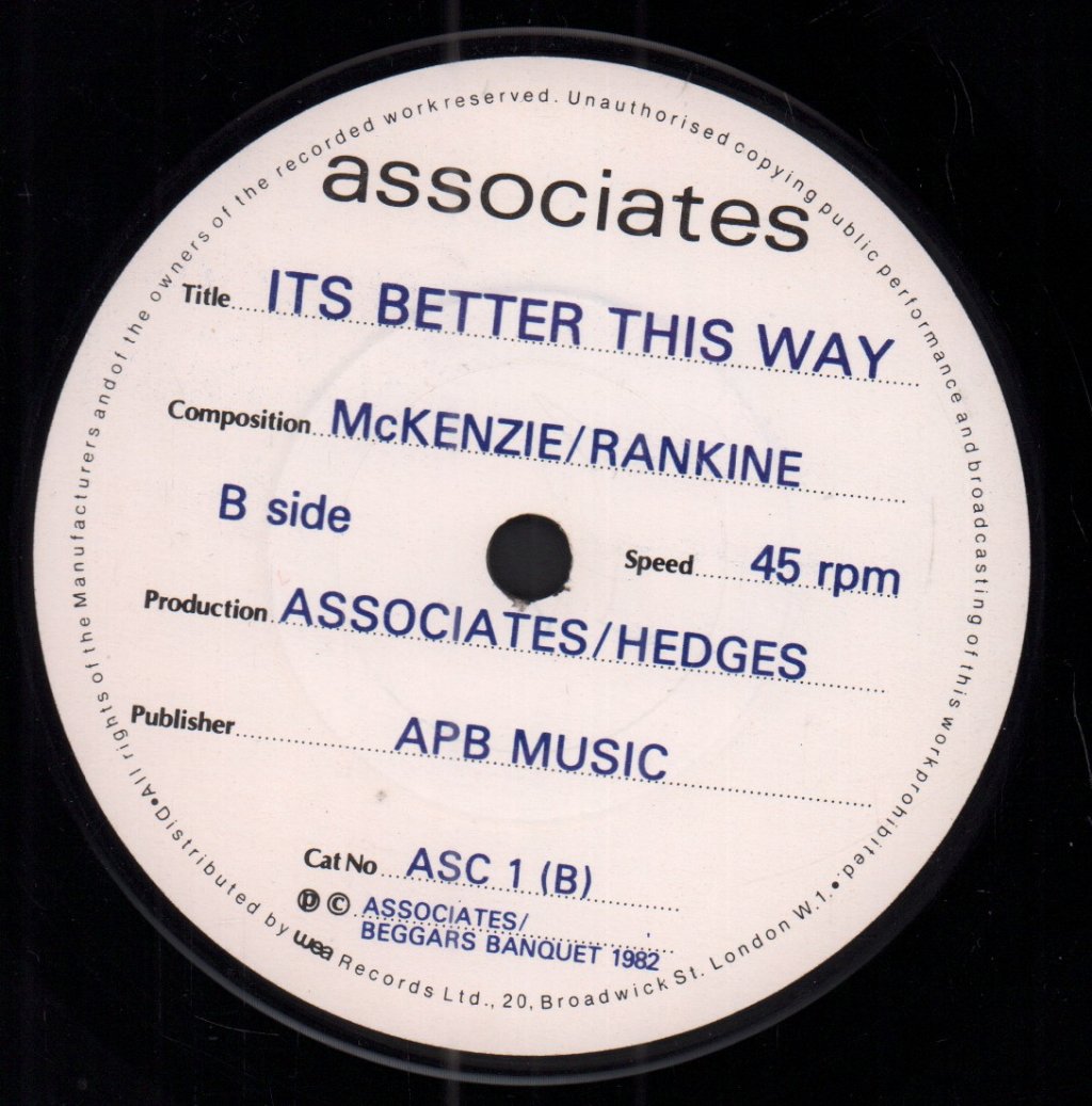 Associates - Party Fears Two - 7 Inch