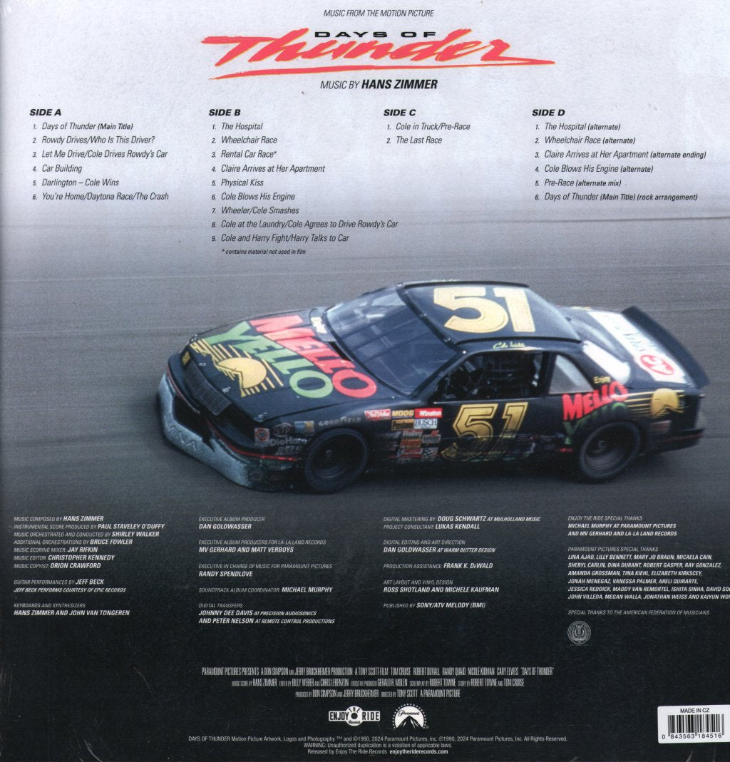 Hans Zimmer - Days Of Thunder (Music From The Motion Picture) - Double Lp