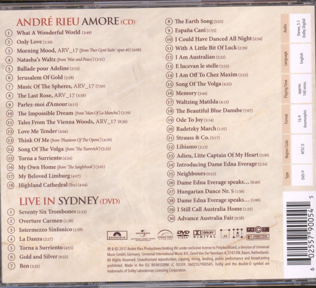 André Rieu - Amore - Cd/Dvd