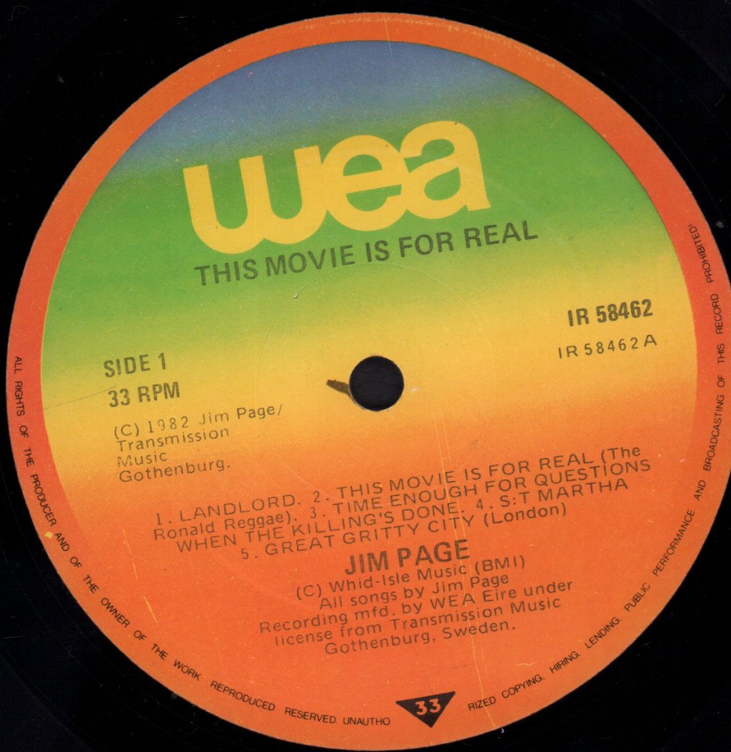 Jim Page - This Movie Is For Real - Lp