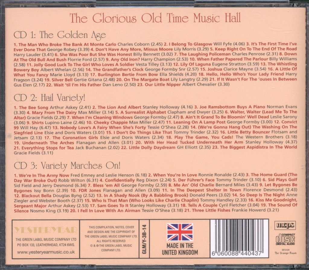 Various Artists - Glorious Old Time Music Hall - Triple Cd