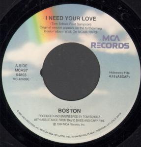 Boston - I Need Your Love - 7 Inch