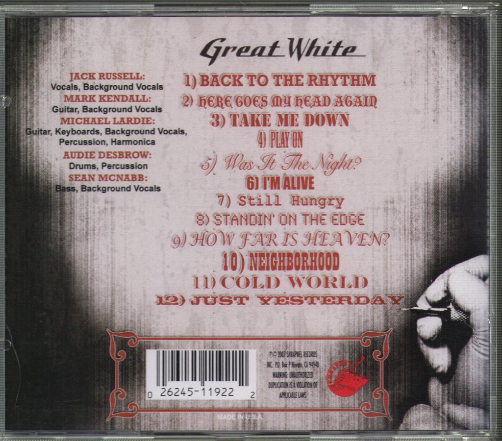 Great White - Back To The Rhythm - Cd