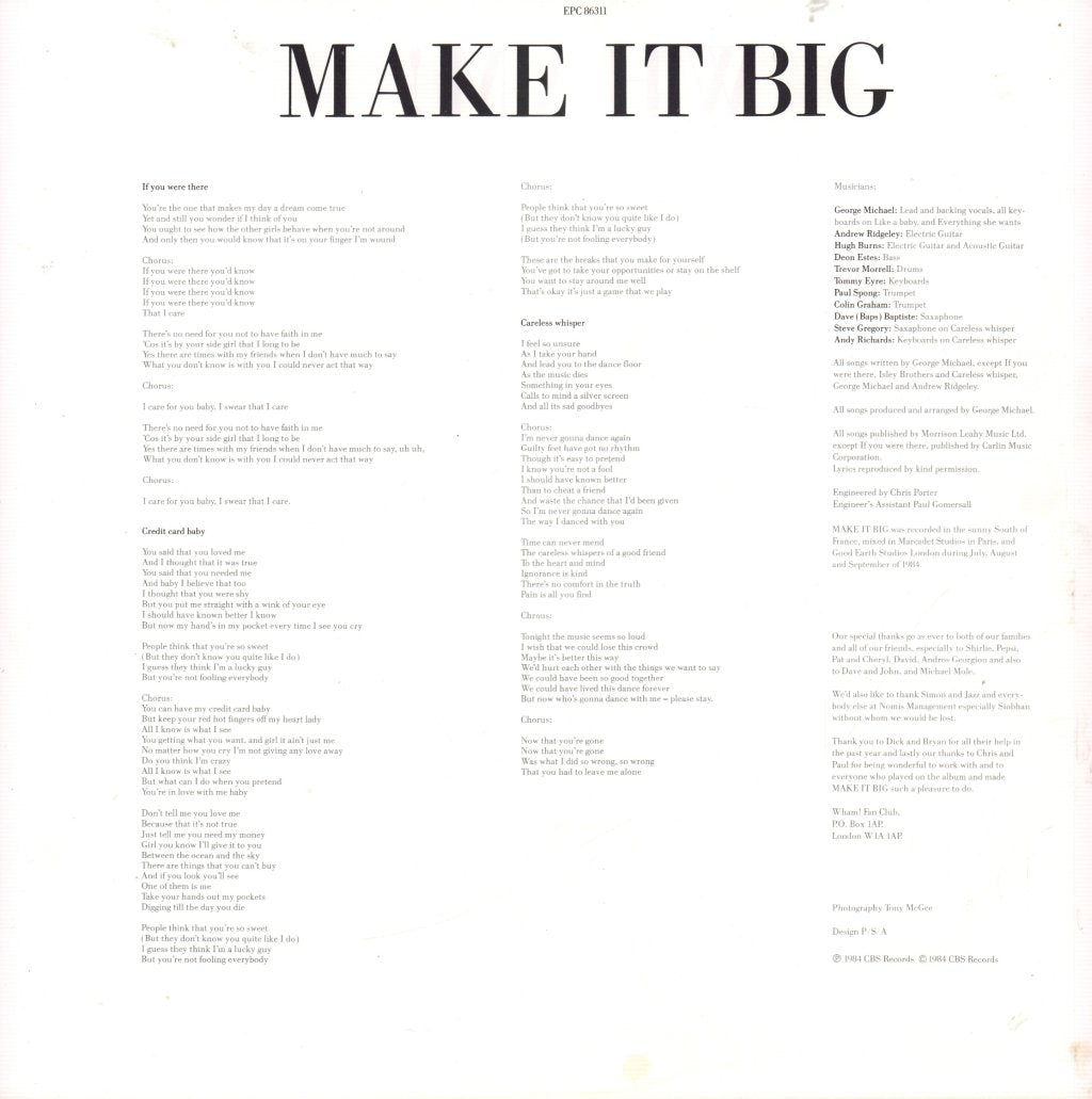 Wham - Make It Big - Lp