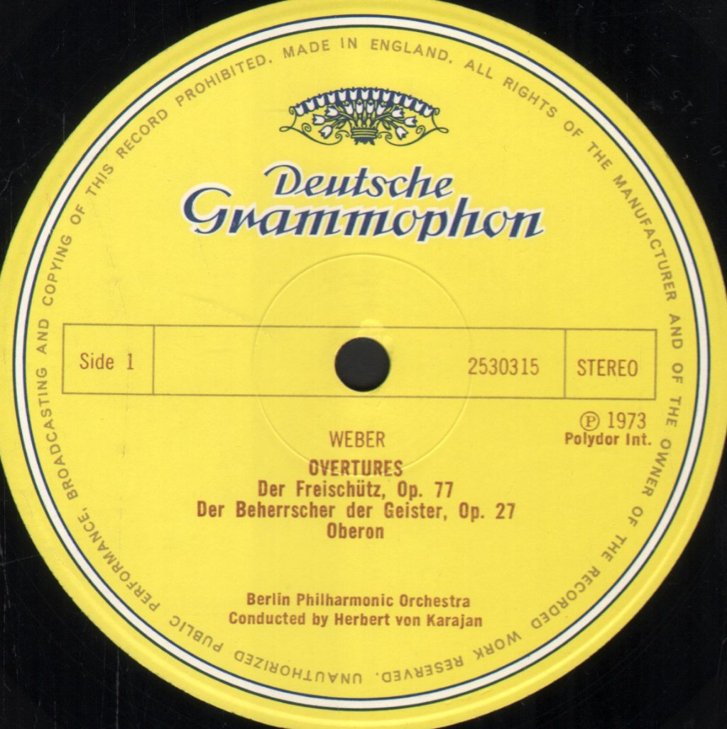Herbert Von Karajan / Berlin Philharmonic Orchestra - Carl Maria Von Weber - Overtures - Lp