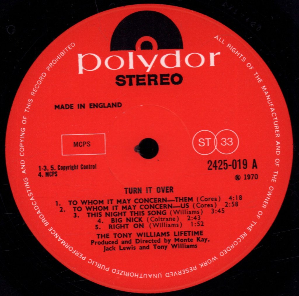 Tony Williams Lifetime - Turn It Over - Lp