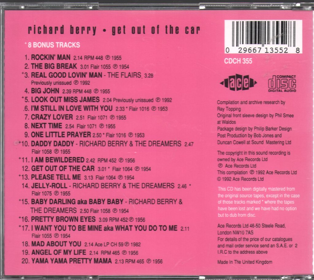 Richard Berry - Get Out Of The Car - Cd