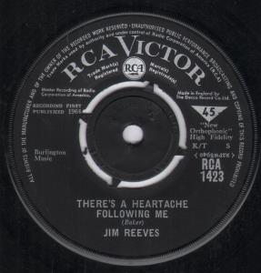 Jim Reeves - There's A Heartache Following Me - 7 Inch