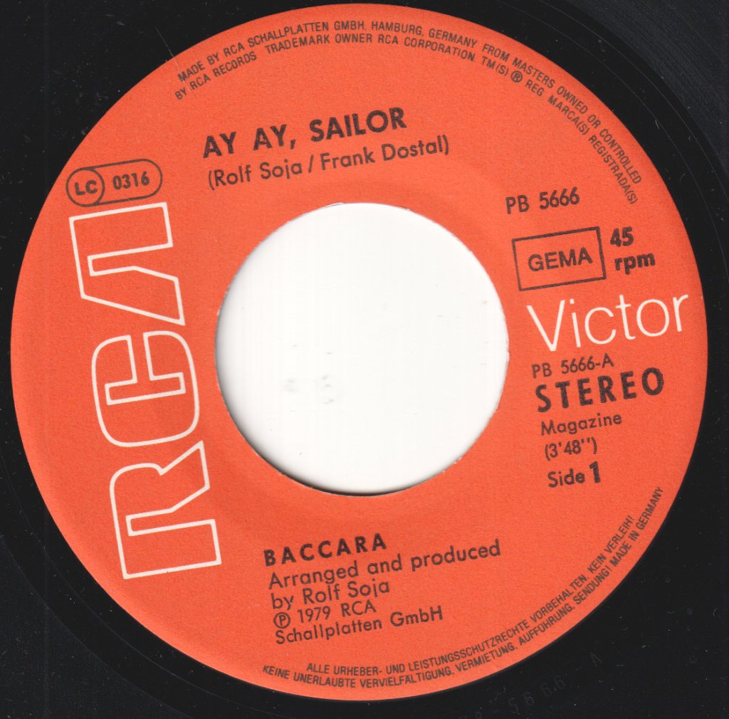 Baccara - Ay Ay Sailor - 7 Inch