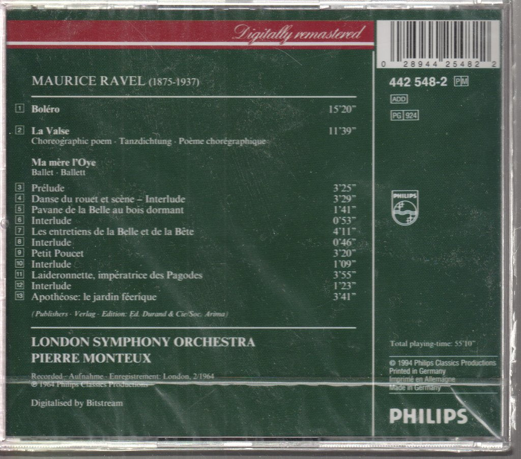 Maurice Ravel - Ma Mère L'Oye - La Valse - Boléro - Cd