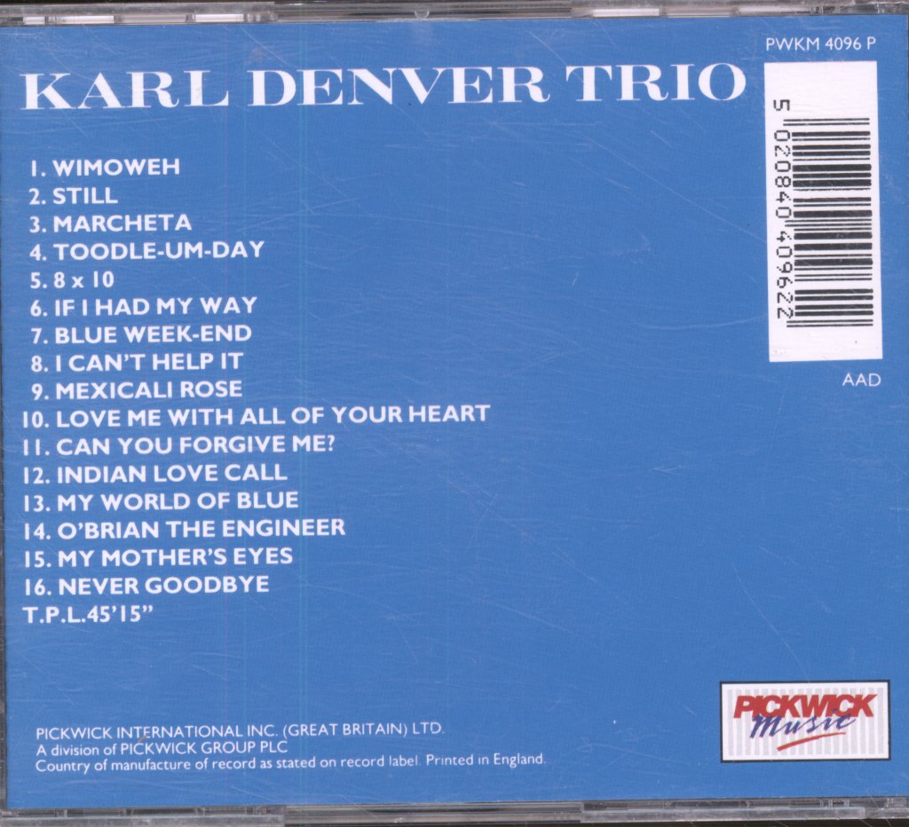 Karl Denver Trio - Never Goodbye (The Very Best) - Cd