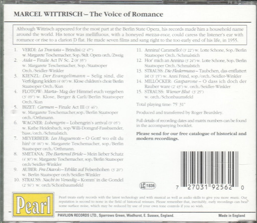 Marcel Wittrisch - Marcel Wittrisch - The Voice of Romance - Cd