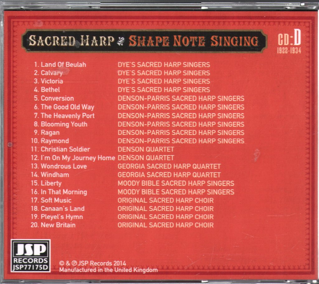 Various Artists - Sacred Harp And Shape Note Singing (1922-1950s) - Cd Set