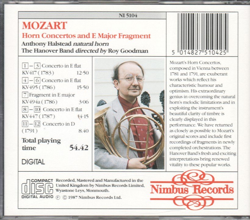 Mozart - Horn Concertos and E Major Fragment - Cd