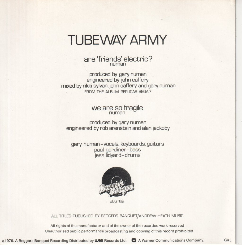 Tubeway Army - Are Friends Electric - 7 Inch