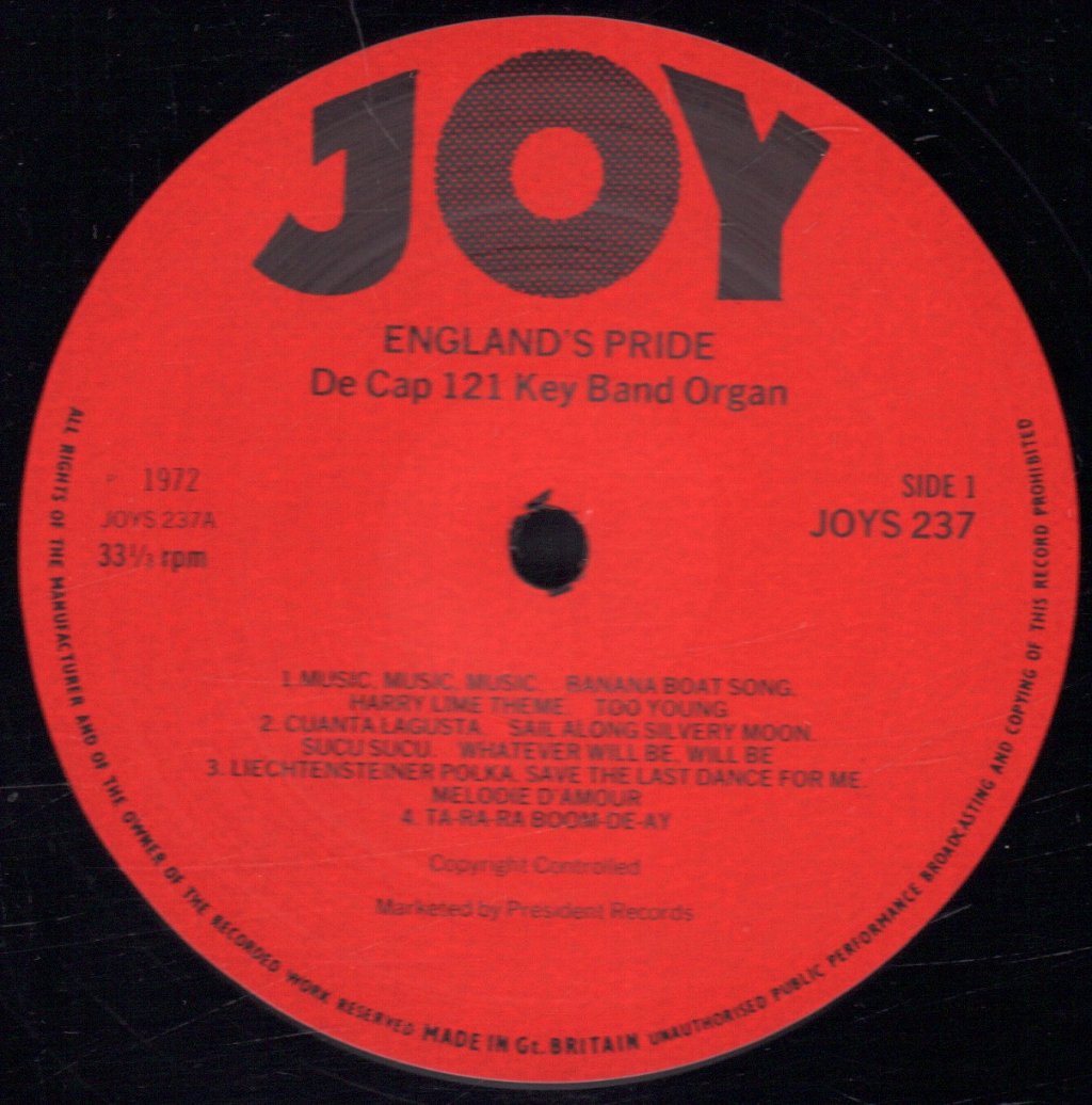 De Cap 121 Key Band Organ - England's Pride - Lp